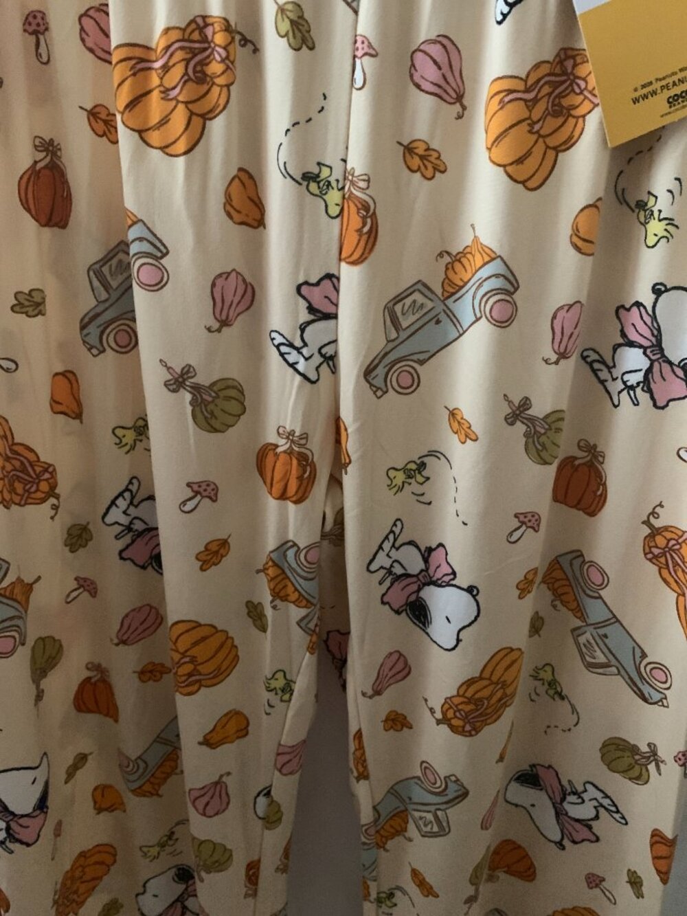 PEANUTS Snoopy Fall Pumpkin Patch Lounge Pants in Yellow/Blue Sz LARGE - Picture 3 of 4